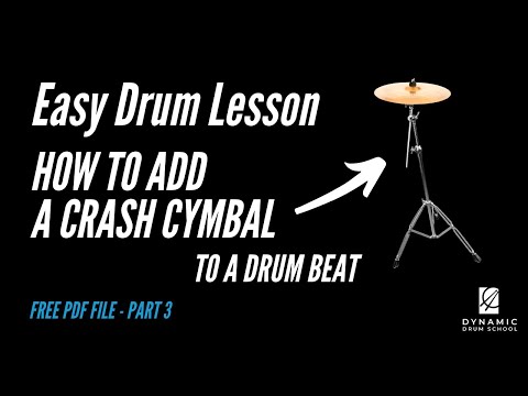 Free Beginner Drum Lessons - Eighth Note Drum Lesson Series - Part Three - Adding a Crash Cymbal