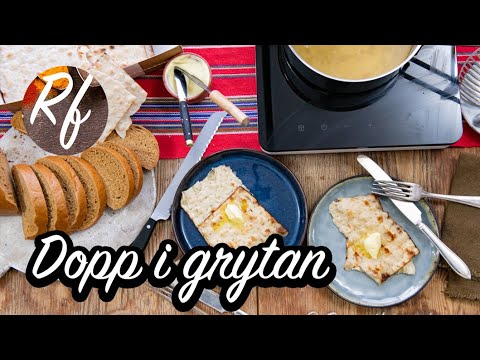 Dopp i grytan är en klassiker till julbordet. Tunnbröd eller vörtbröd doppas och kokas mjukt i salt skinkspad och serveras med en klick smör och/eller skinka.>