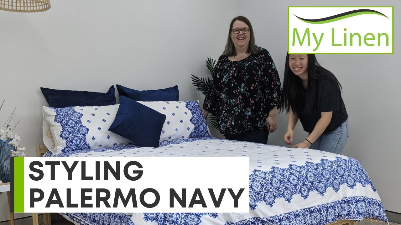 Watch video Styling Our Palermo Navy Quilt Cover Set! Now Styling Our Palermo Navy Quilt Cover Set!