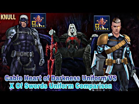 Cable Heart of Darkness Uniform VS X Of Swords Uniform WBL Knull Comparison - Marvel Future Fight