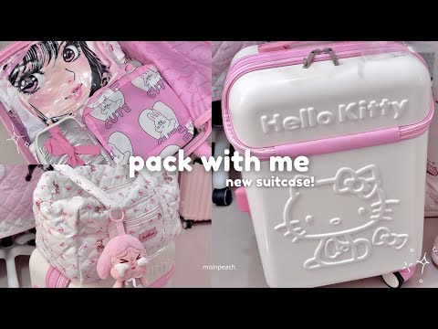 Pack With Me 🧳 Hello Kitty Pink Luggage Unboxing & Cute Travel Essentials 🌸✈️ 