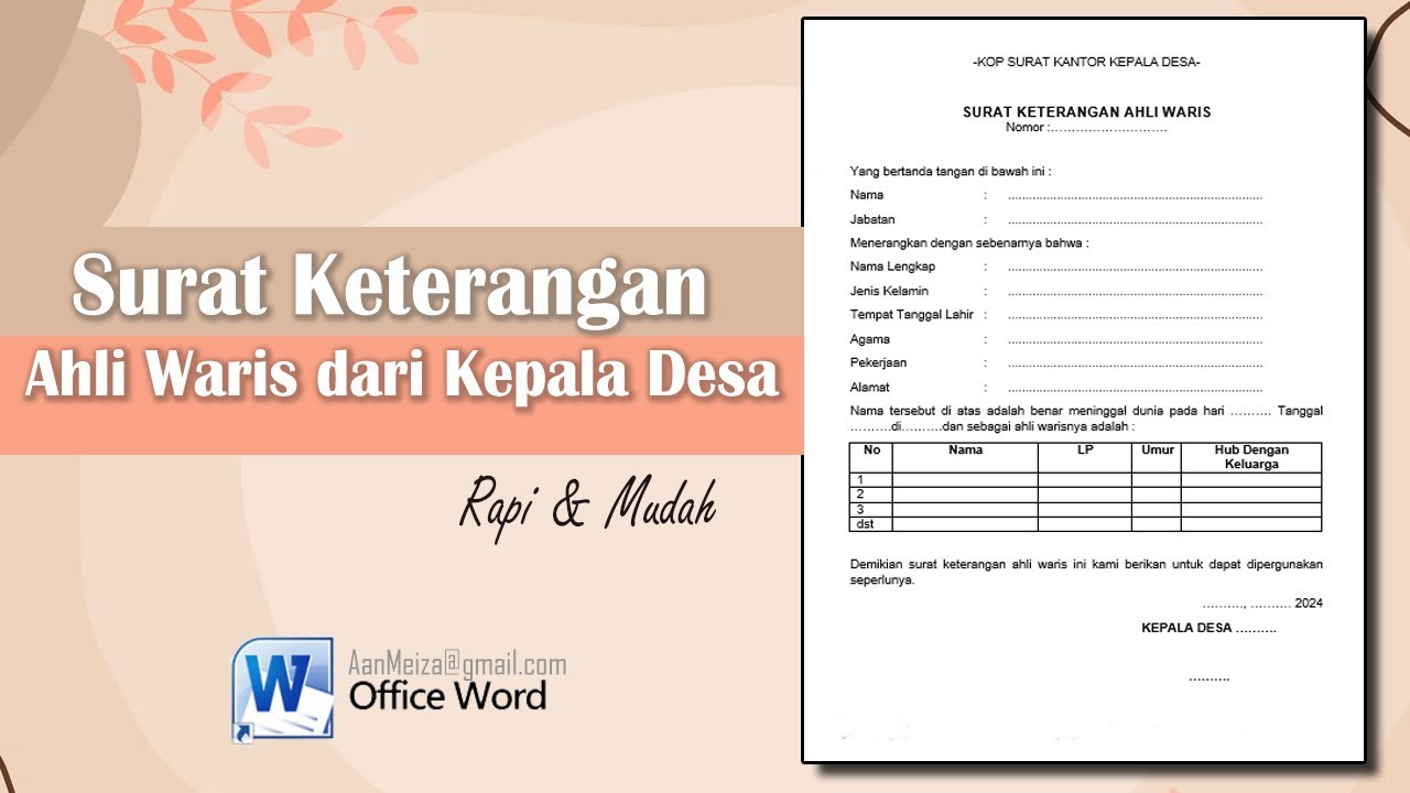 Surat Keterangan Ahli Waris dari Kepala Desa