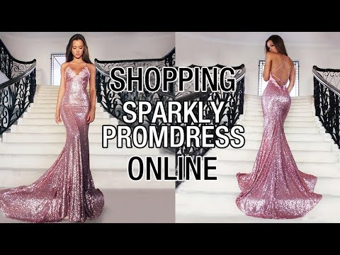 Sexy Backless Mermaid V-neck Sequined Pink Prom Dress...