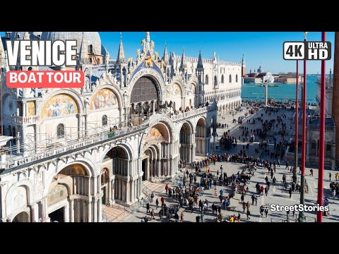 🇮🇹  VENICE , ITALY. Grand Canal Boat Tour with Captions in 4K.
