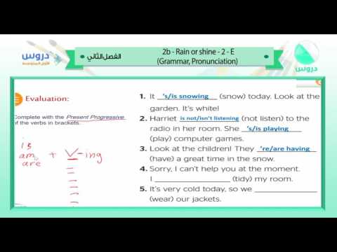 الاول المتوسط/ الفصل الدراسي الثاني 1438 | انجليزي|2b-Rain or shine-2-E (Grammer,pronunciation)