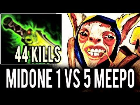 Almost 1 vs 5 MidOne Meepo God Disaster Game 10k MMR Gameplay 7.06 WTF Dota 2