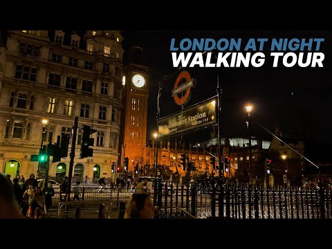 London at night from Piccadilly Circus to London Eye & Big Ben, via Leicester Sq & Trafalgar Square