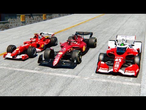 Ferrari F1 2022 vs IndyCar vs Ferrari F1 2004 - Battle in Monza