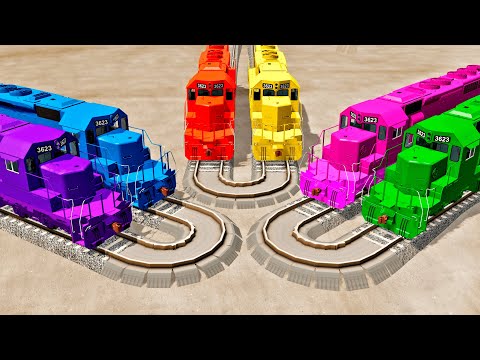 Trains vs Round Crossroad – BeamNG.Drive