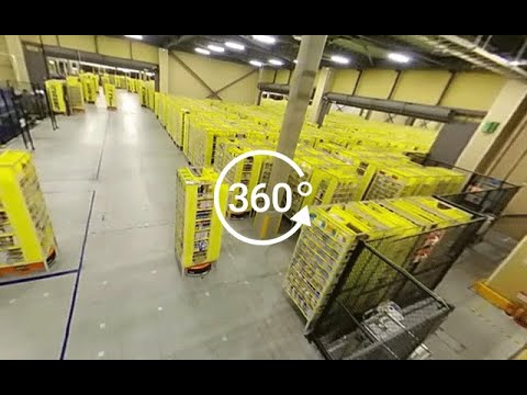 仕分けロボ縦横無尽　360度動画で見るアマゾン物流倉庫