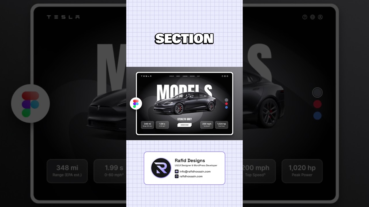 Tesla Cars Website UI Design in Figma | Animation in Figma | Figma Tutorial For Beginners