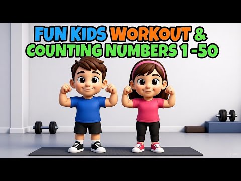 Kids Workout & Counting 1–50 🎉 | Fun 12-Minute Animated Cardio for Kids (No Equipment)
