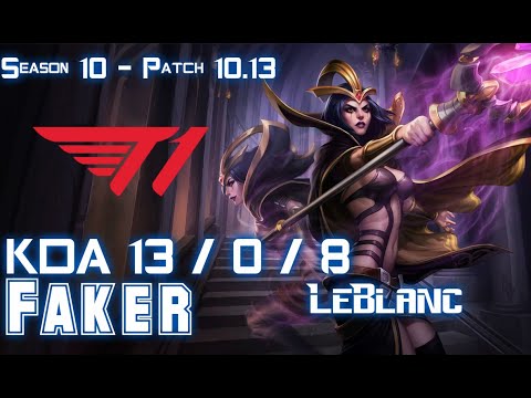 T1 Faker LEBLANC vs LISSANDRA Mid - Patch 10.13 KR Ranked