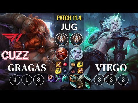 T1 Cuzz Gragas vs Viego Jungle - KR Patch 11.4