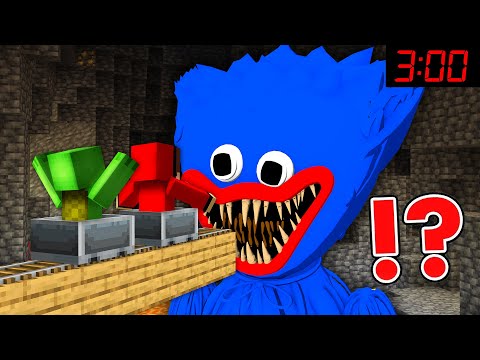Insane MINECRAFT 3AM Challenge: Giant Huggy Wuggy Eats JJ & Mikey!
