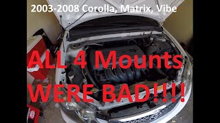 Replacing ALL 4 Engine Mounts on a 2007 Toyota Corolla W/CLOSE UP Shots, Arrows, & lots of Details