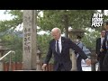President Biden Looks Confused Almost Tumbles Down Stairs At G7 Summit New York Post