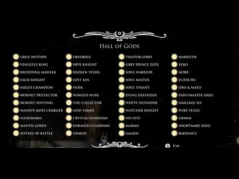 Hollow Knight - All Radiant Bosses (Hall of Gods)