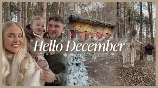 VLOGMAS | hello, december! a festive weekend, winter wonderland &amp; cosy woodland cabin 🎄
