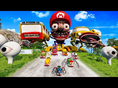 ALL MONSTERS Big & Small Cars with MARIO TAPES EATER & CAR EATER & BUS EATER – BeamNG.Drive