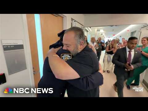 Heart attack survivor reunites with officers who helped save him
