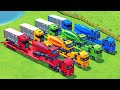 TRANSPORTING ALL COLOR MIXER TRUCK WITH DOUBLE FLATBED TRAILER TRUCK MERCEDES SCANIA MAN FS22
