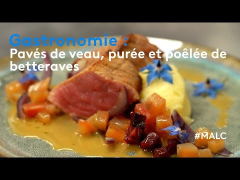 Gourmet: veal steaks, mashed potatoes and pan-fried beets