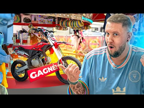 With 200€ I WIN a MOTOCROSS and 46 PRIZES at the FUNFAIR (THE SWEATY FAIRMAN)