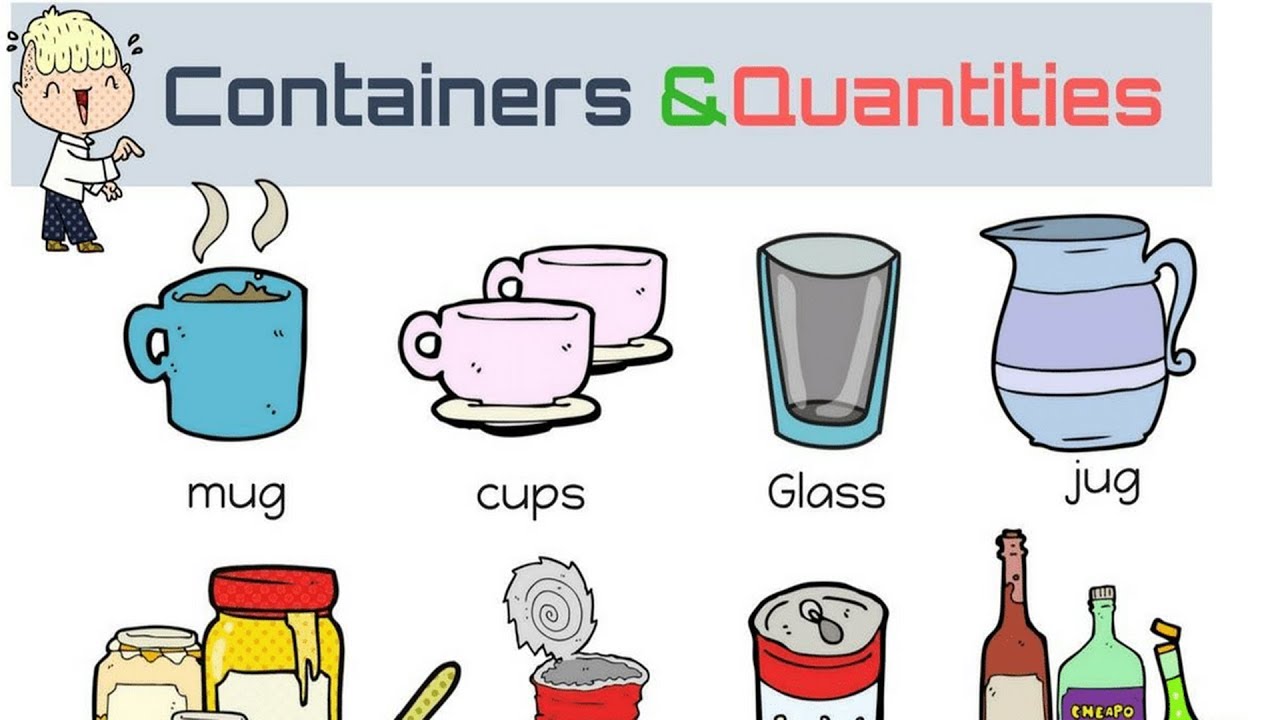 Containers and Quantities Vocabulary Words with Pictures