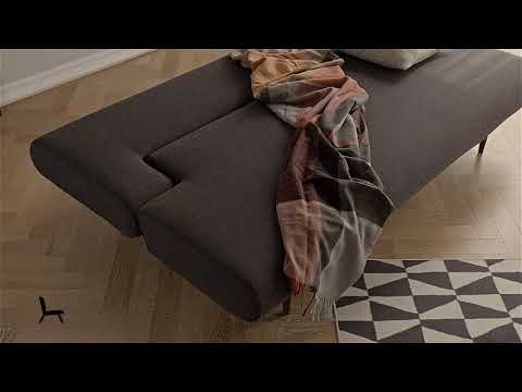 Unfurl Fabric Sofa Bed w/Dark Wood Legs by Innovation Living Furniture