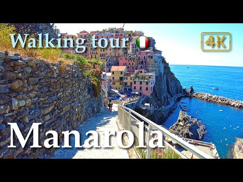 Manarola (Liguria), Italy【Walking Tour】History in Subtitles - 4K