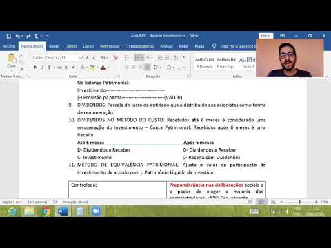 Contabilidade Avançada : Aula 01 - Investimentos