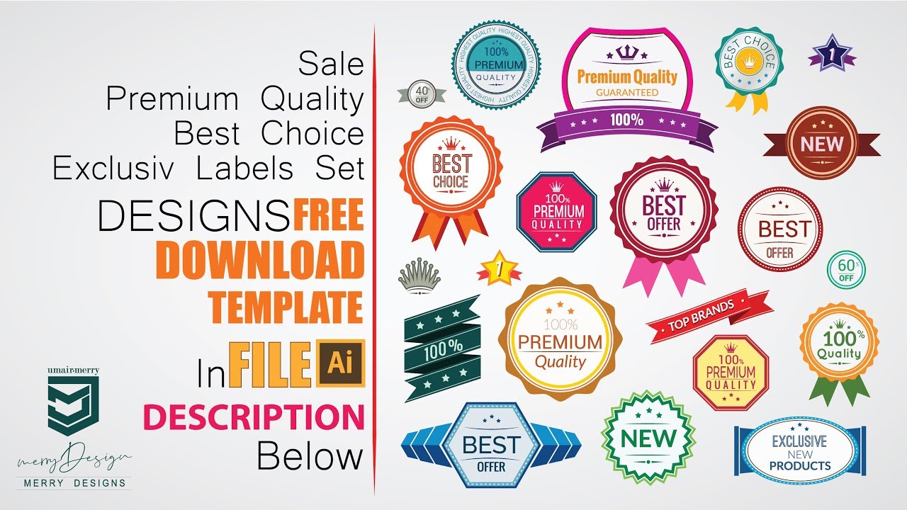 Free Dowmload Sale, Premium, Quality, Best Choice, Exclusive Labels Set Vector