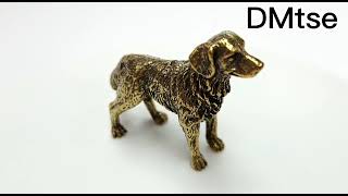 DMtse Chinese Brass Mini Shepherd Dog Decor Statue for Animal Sculpture Collectibles Gift