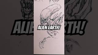 🔥How to draw a Xenomorph ink only in this sketchbook #inkdrawing #alienearth #xenomorph #alien #art