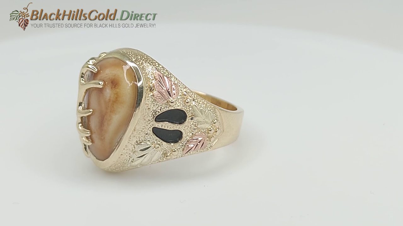 10K Black Hills Gold Men's Elk Ring with Elk Ivory I 1789-WAPITI