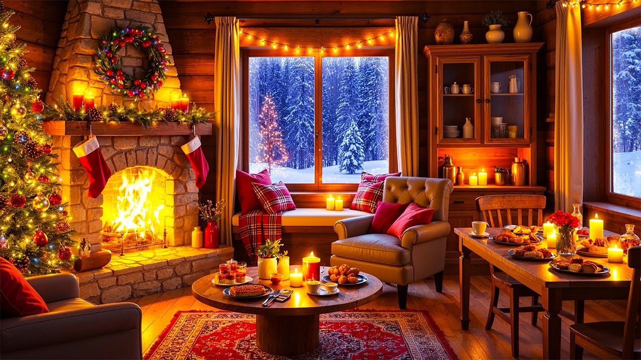 24/7 Cozy Christmas Fireplace Instrumental 🔥Relaxing Christmas Music Fireplace 🎅 Christmas Ambience