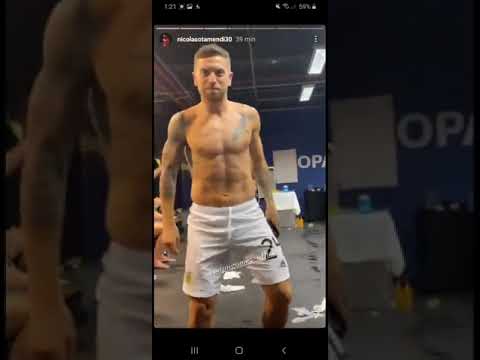 Dibu Martinez y el papu Gomez bailando