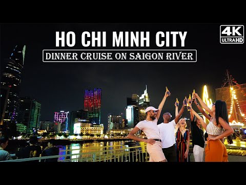 Melhor experiência de vida noturna na cidade de Ho Chi Minh | Cruzeiro com jantar Queen da Indochina no rio Saigon [4K]