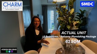 Charm Residences Actual Unit 3 Bedrooms With Balcony  with Fully Furnished 61 SQM