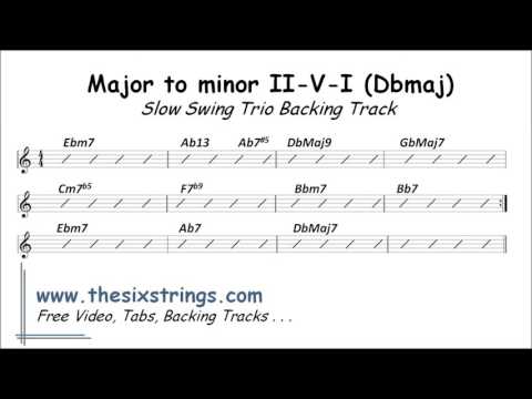 Major to minor II-V-I Backing Track (DbMaj) 252 Slow Swing Trio
