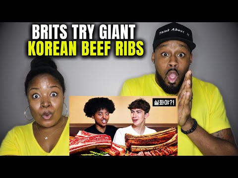 🇬🇧🇰🇷British Highschoolers try GIANT Korean Beef Ribs (American Couple Reacts) | The Demouchets REACT