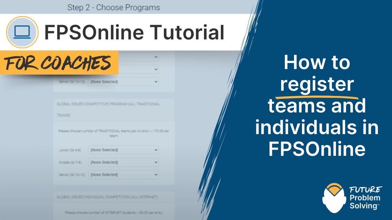 How to register teams and individuals in FPSOnline