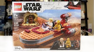 YouTube thumbnail: LEGO Star Wars 75271 Luke Skywalker's Landspeeder 2020 Set Review!