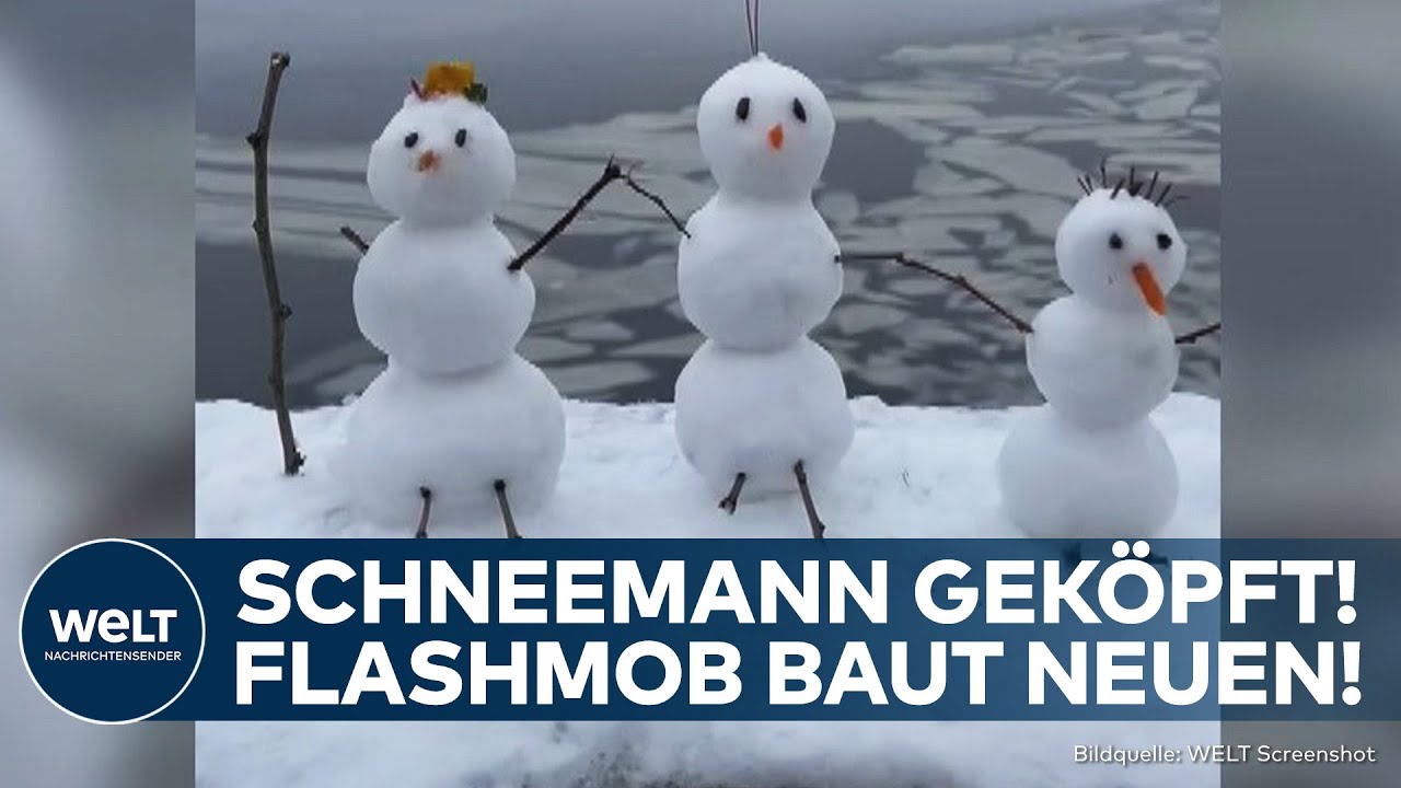 FLASHMOB IN HAMBURG: Bürger bauen Schneemänner nach Zerstörung zurück auf die Alsterbrücke!