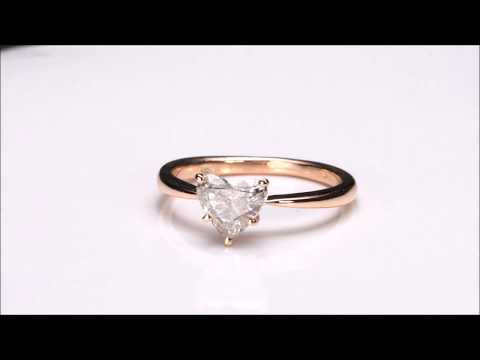 Rose Gold Heart Shaped Solitaire Single Diamond Engagement Ring Single