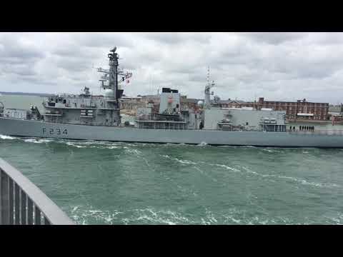 HMS Iron Duke Leaves Portsmouth