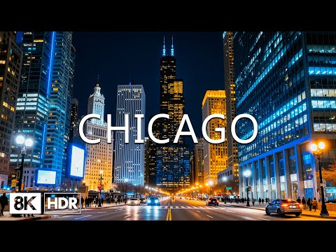Chicago 2026 8K 🇺🇸 Dazzling Willis Tower, Opulent Magnificent Mile & Glowing Midnight City