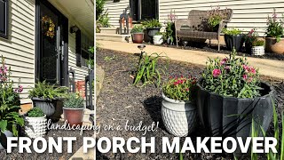 DIY FRONT PORCH MAKEOVER ON A BUDGET | LANDSCAPING & FRONT FLOWER BEDS | DECORATING IDEAS