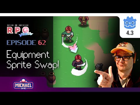Equipment System Part 4 - Sprite Swap // E62 // Make a 2D Action & Adventure RPG in Godot 4